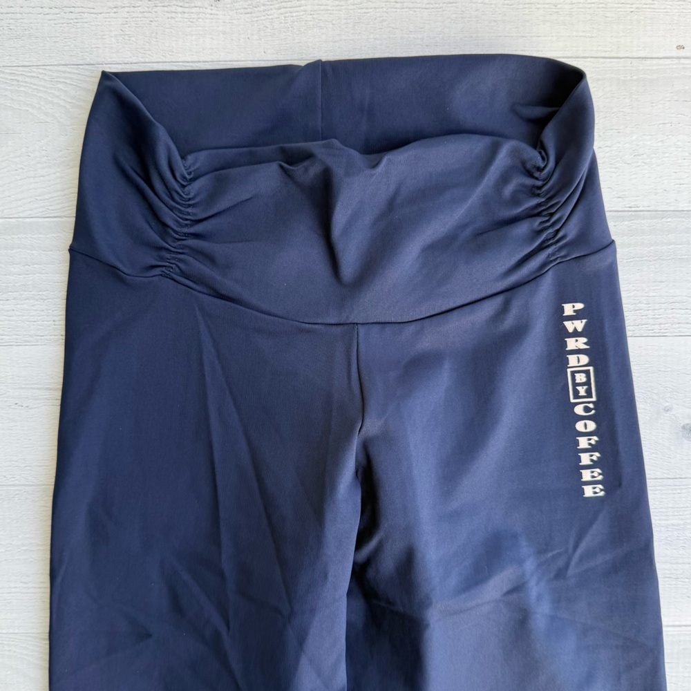 NWT PWRD By Coffee Made in Brazil Navy Blue Leggings Size P/S - Picture 2 of 6